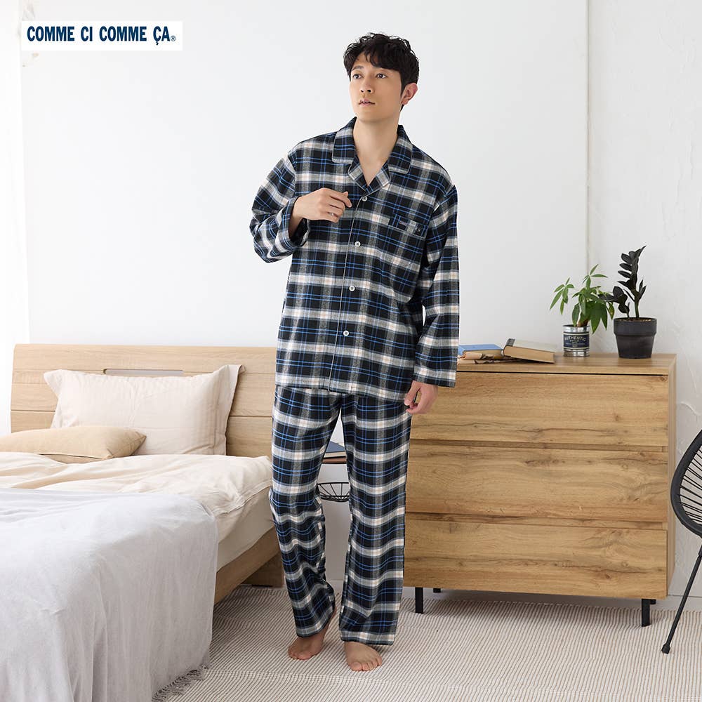 【綿100%】先染めネル起毛 長袖長パンツ パジャマ【SALE】